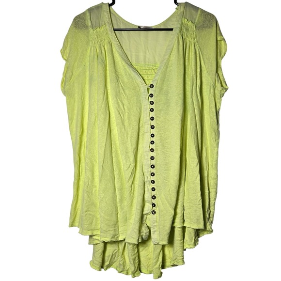 Free People Tops - Free‎ People Highland High Low Slouchy Top Small Linen Blend Oversized Coastal